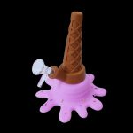 Glass ice cream cone-shaped water pipe with a glass bowl piece.