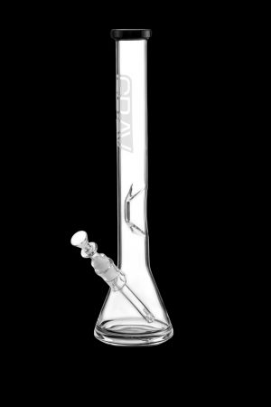 Clear glass water pipe (bong) with ice catch and removable downstem.