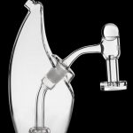 Clear glass dab rig with a bubbler attachment.