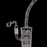 Front view of the Cheech & Chong "Maui Waui" Dab Rig, featuring a purple-rimmed glass piece with a curved neck and visible joint.