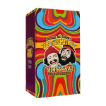 Front view of the Cheech & Chong "Tied Stick" Dab Rig Bubbler, featuring a colorful, patterned design on a glass bubbler.