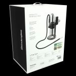 Stündenglass Gravity Hookah packaging displaying a clear glass bubbler with a suspension system and silicone hose.